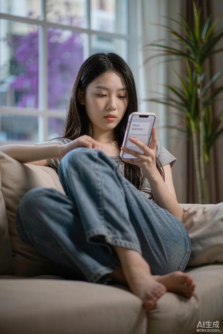 A panel member completing a survey on a phone